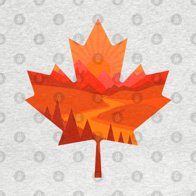 Canada in Fall – Great Outdoors Beautiful Landscape Orange Sunset Maple Leaf by thedesigngarden